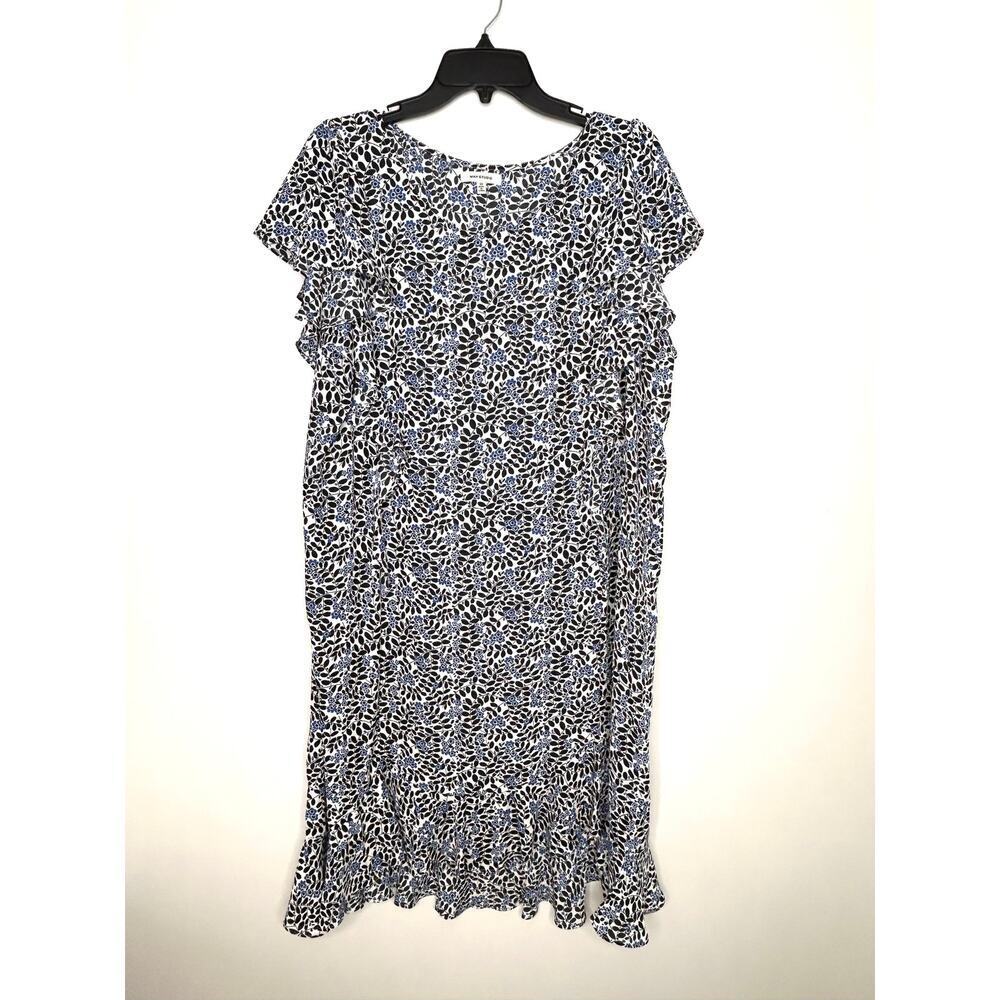 Max Studio Floral Ruffle Midi Dress 1X Flutter Sleeve Cottagecore Prairie Flowy